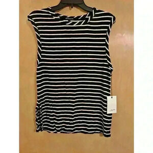 Women's Hyde Park size 1 small black white striped shell top NWT